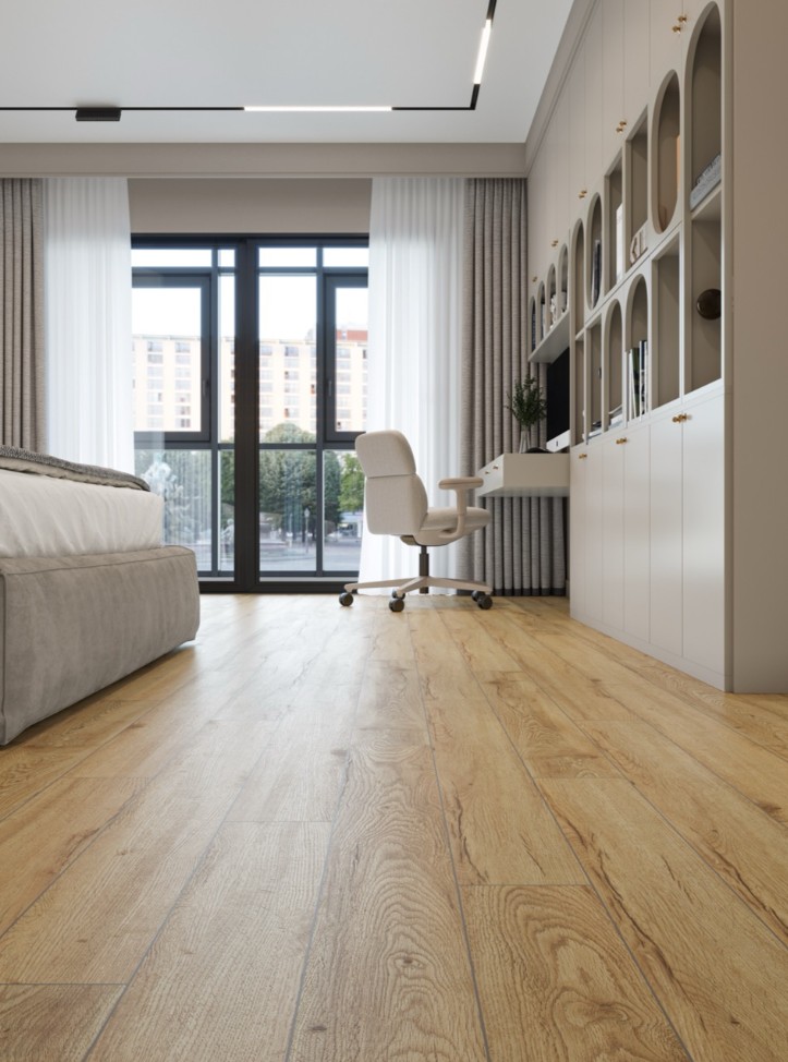 Кварцвиниловый SPC ламинат Cronafloor Joli Феррара J1009 1200×150×4 фото в интерьере