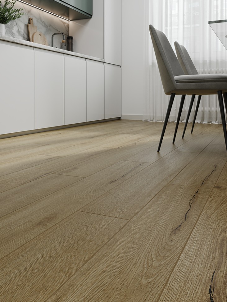 Кварцвиниловый SPC ламинат Cronafloor Radical Chic Блейд RC009 1200×180×5 фото в интерьере