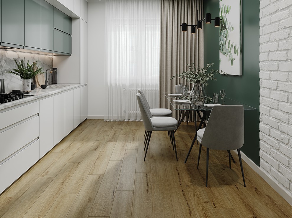 Кварцвиниловый SPC ламинат Cronafloor Radical Chic Блейд RC009 1200×180×5 фото в интерьере