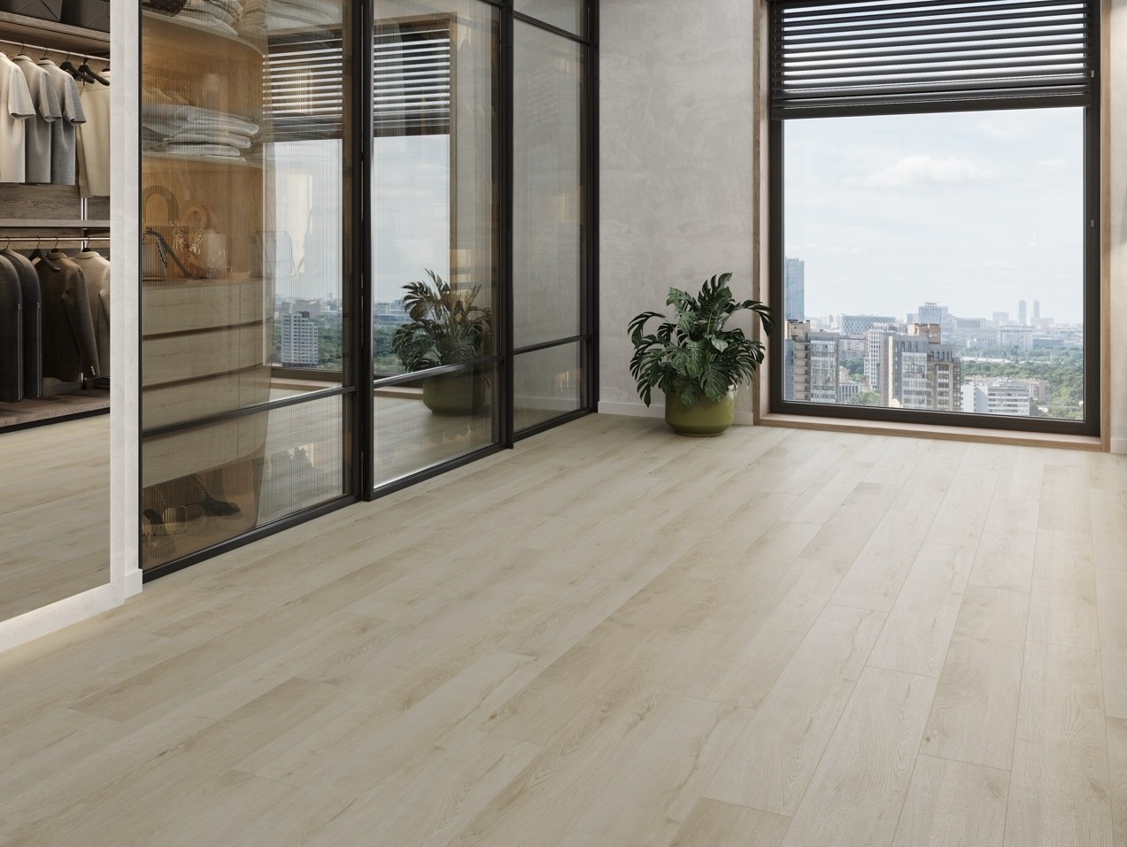 Кварцвиниловый SPC ламинат Cronafloor Radical Chic Верди RC001 1200×180×5 фото в интерьере