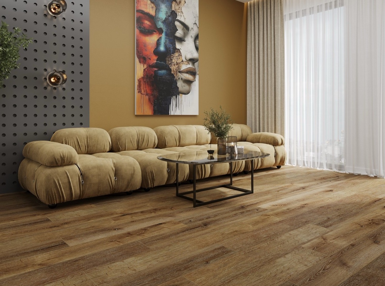 Кварцвиниловый SPC ламинат Cronafloor Radical Chic Леванта RC0010 1200×180×5 фото в интерьере