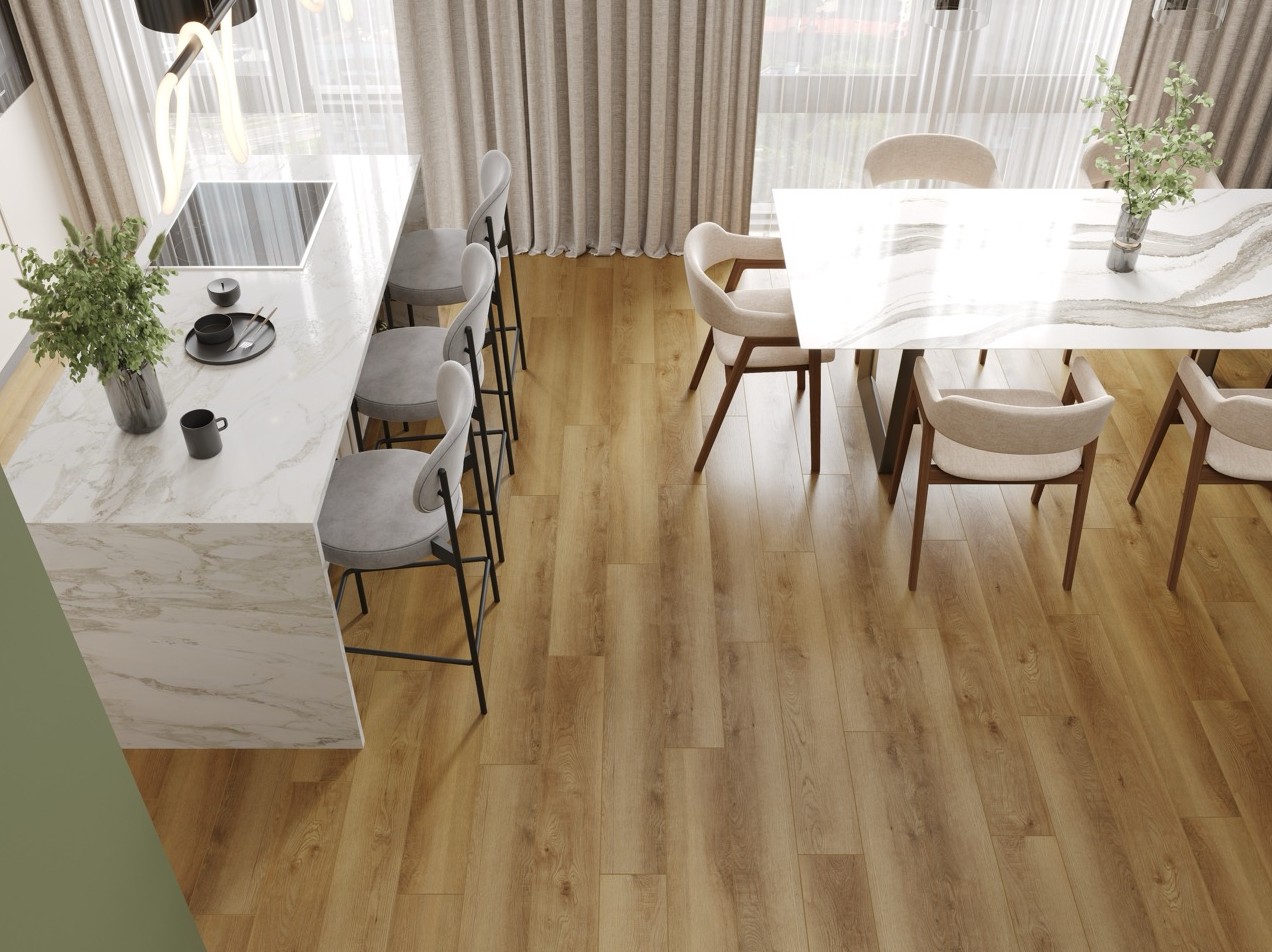 Кварцвиниловый SPC ламинат Cronafloor Radical Chic Рона RC006 1200×180×5 фото в интерьере