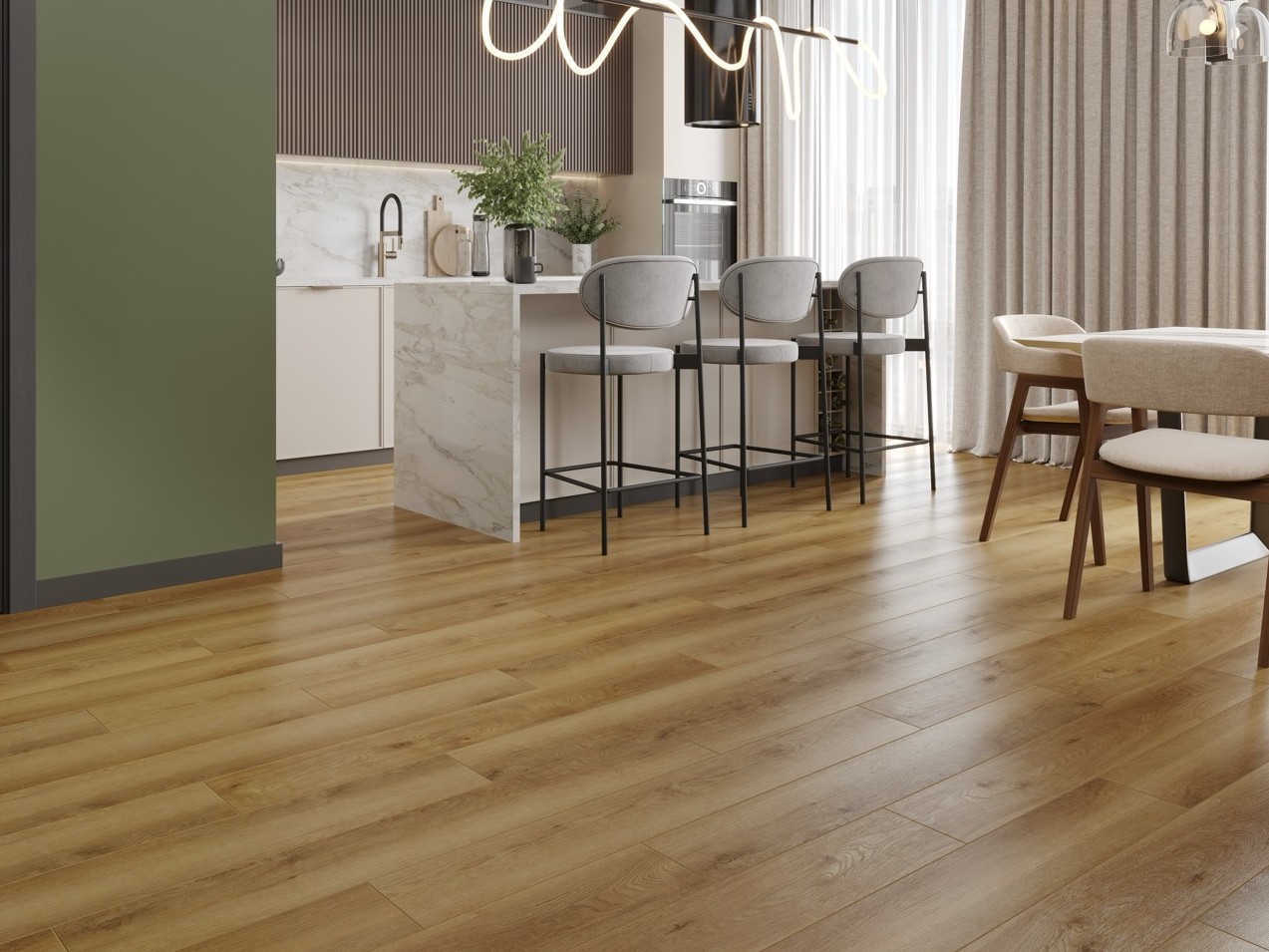 Кварцвиниловый SPC ламинат Cronafloor Radical Chic Рона RC006 1200×180×5 фото в интерьере