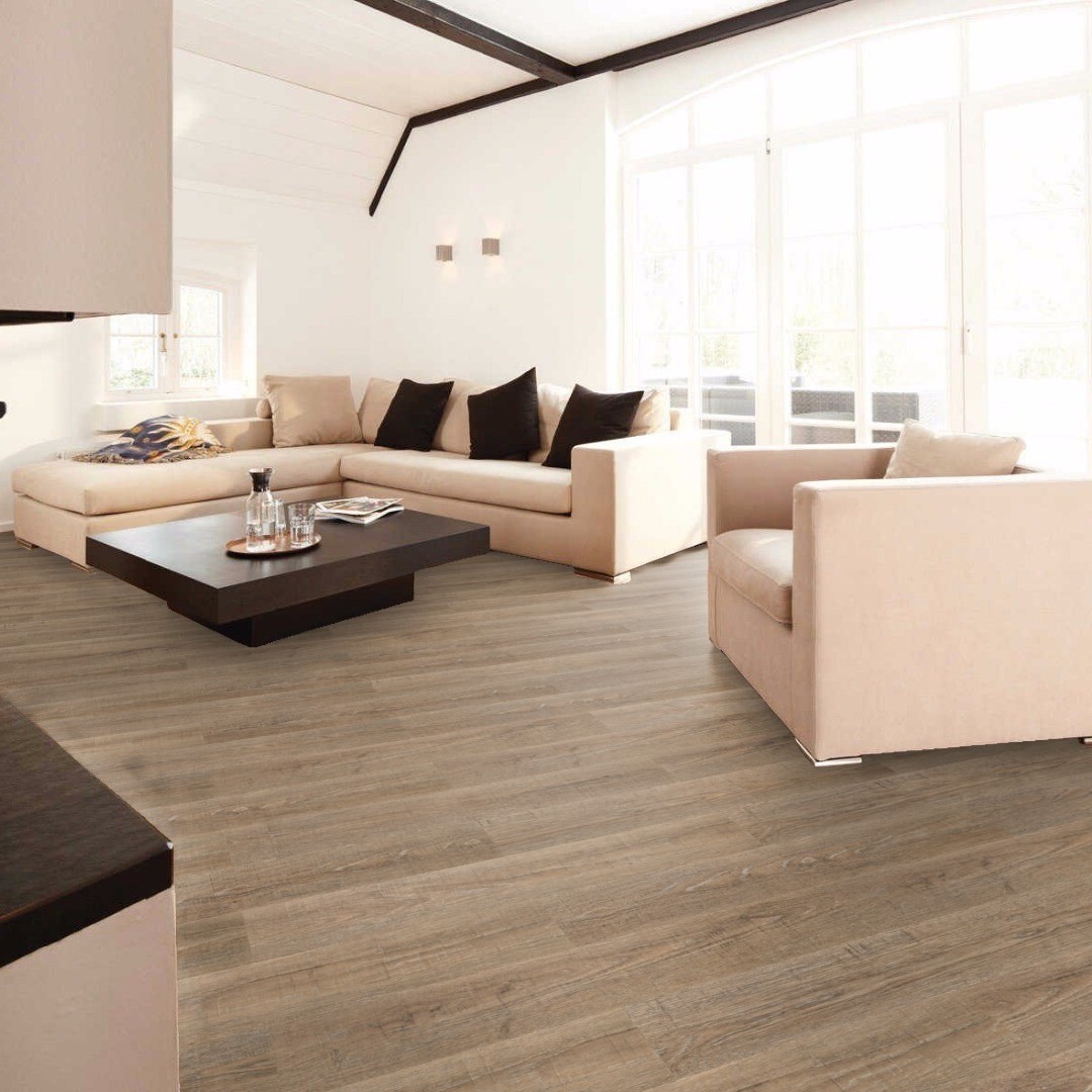 Кварцвиниловая плитка Bonkeel клеевая Discostar Sandra 914,4×152,4×2,1 фото в интерьере