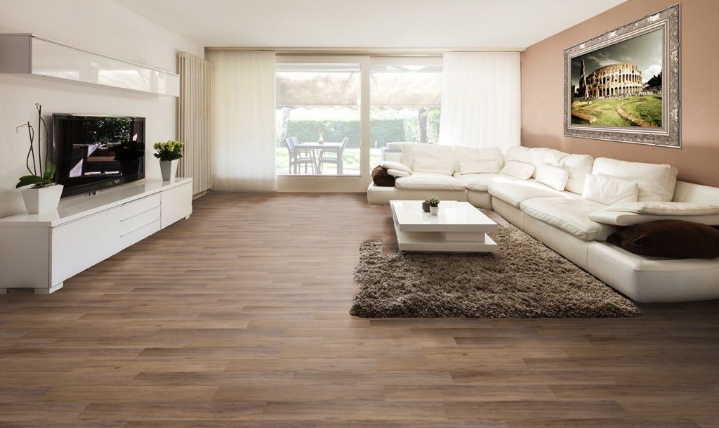 Кварцвиниловая плитка Bonkeel клеевая Rockstar Janet 914,4×152,4×3 фото в интерьере