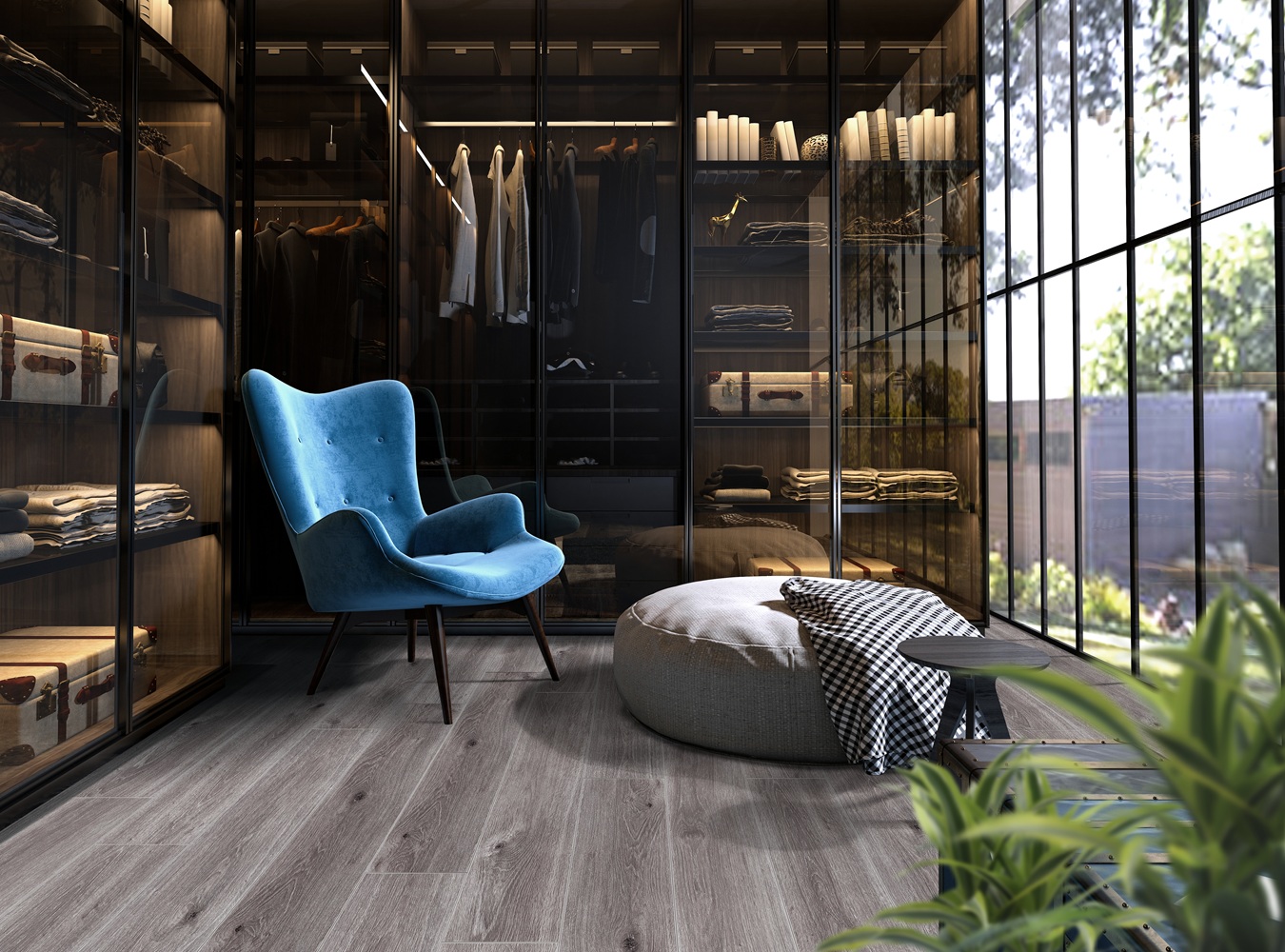 Кварцвиниловый SPC ламинат Bonkeel Style Дуб Матира 1200×125×4 фото в интерьере