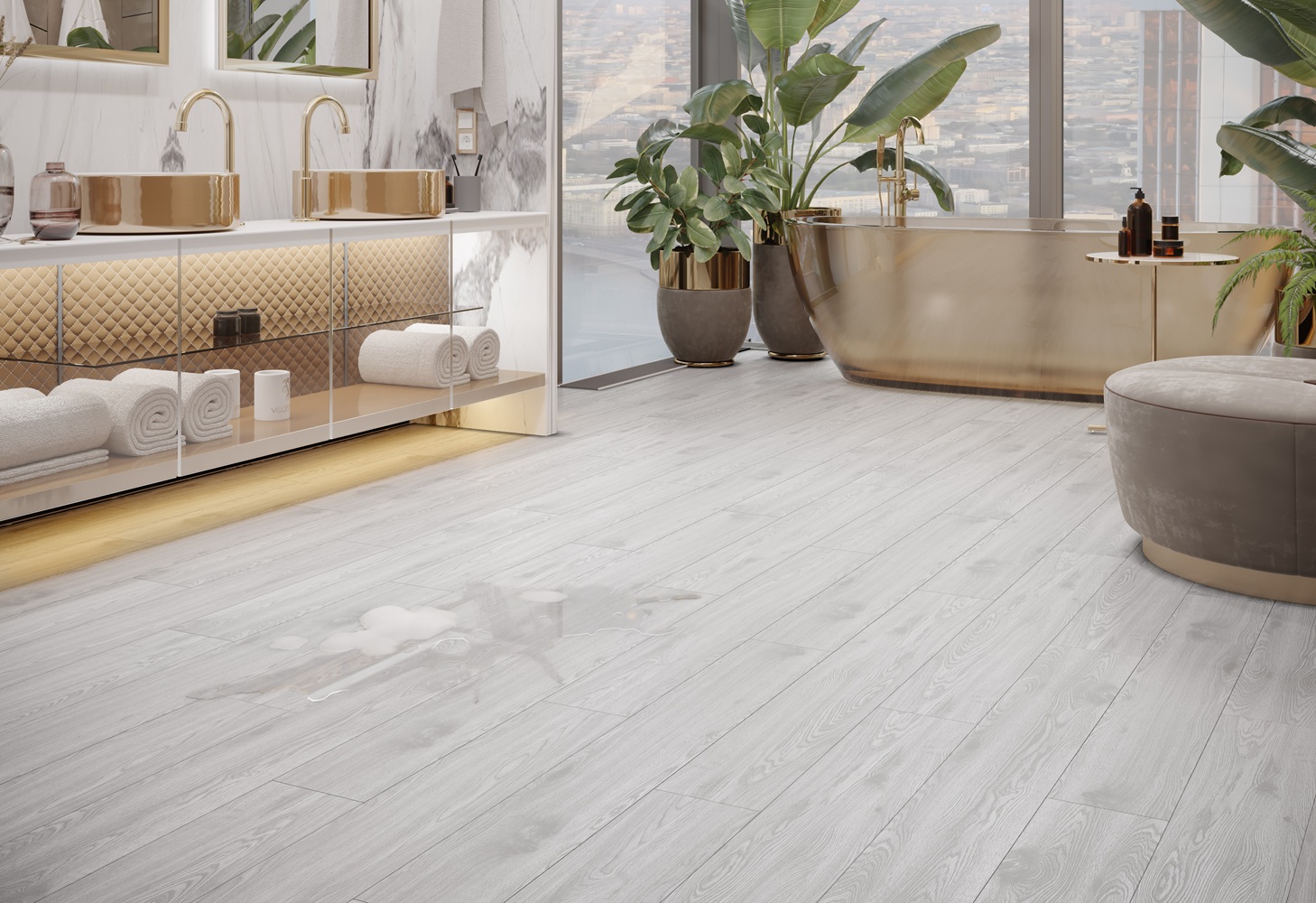 Кварцвиниловый SPC ламинат Bonkeel Style Дуб Фокси 1200×125×4 фото в интерьере