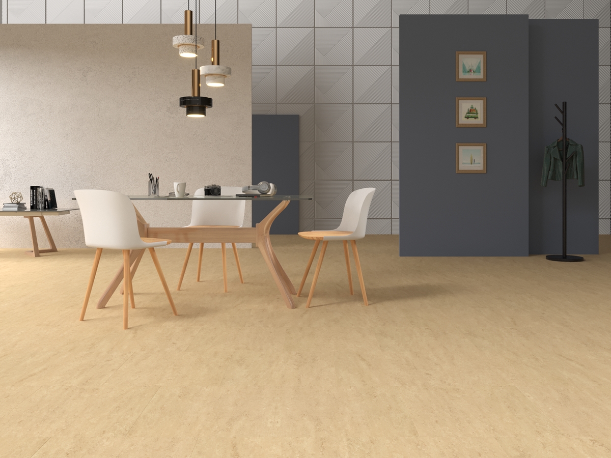 Мармолеум Forbo Modular Marble Barley t2707 500×500×2,5 фото в интерьере