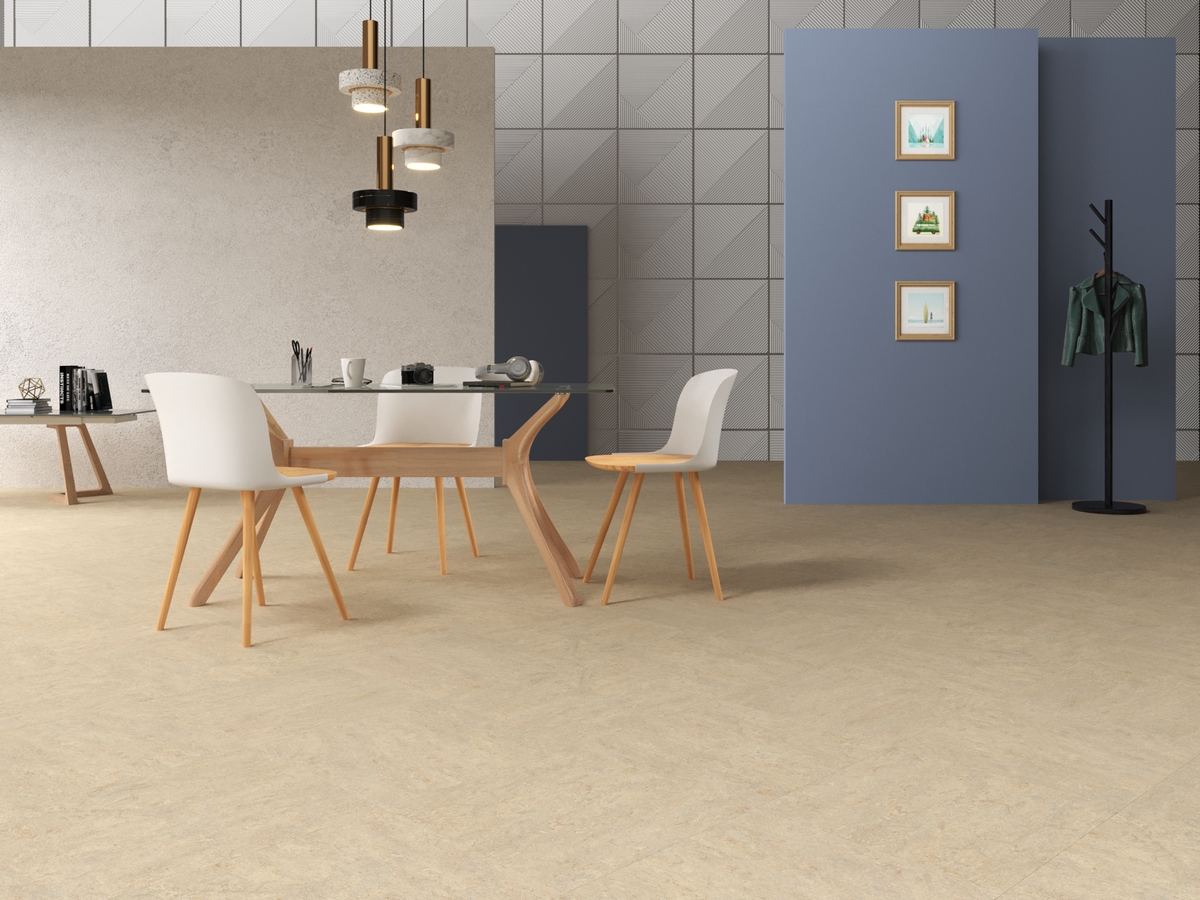Мармолеум Forbo Modular Marble Rosato t3120 500×500×2,5 фото в интерьере