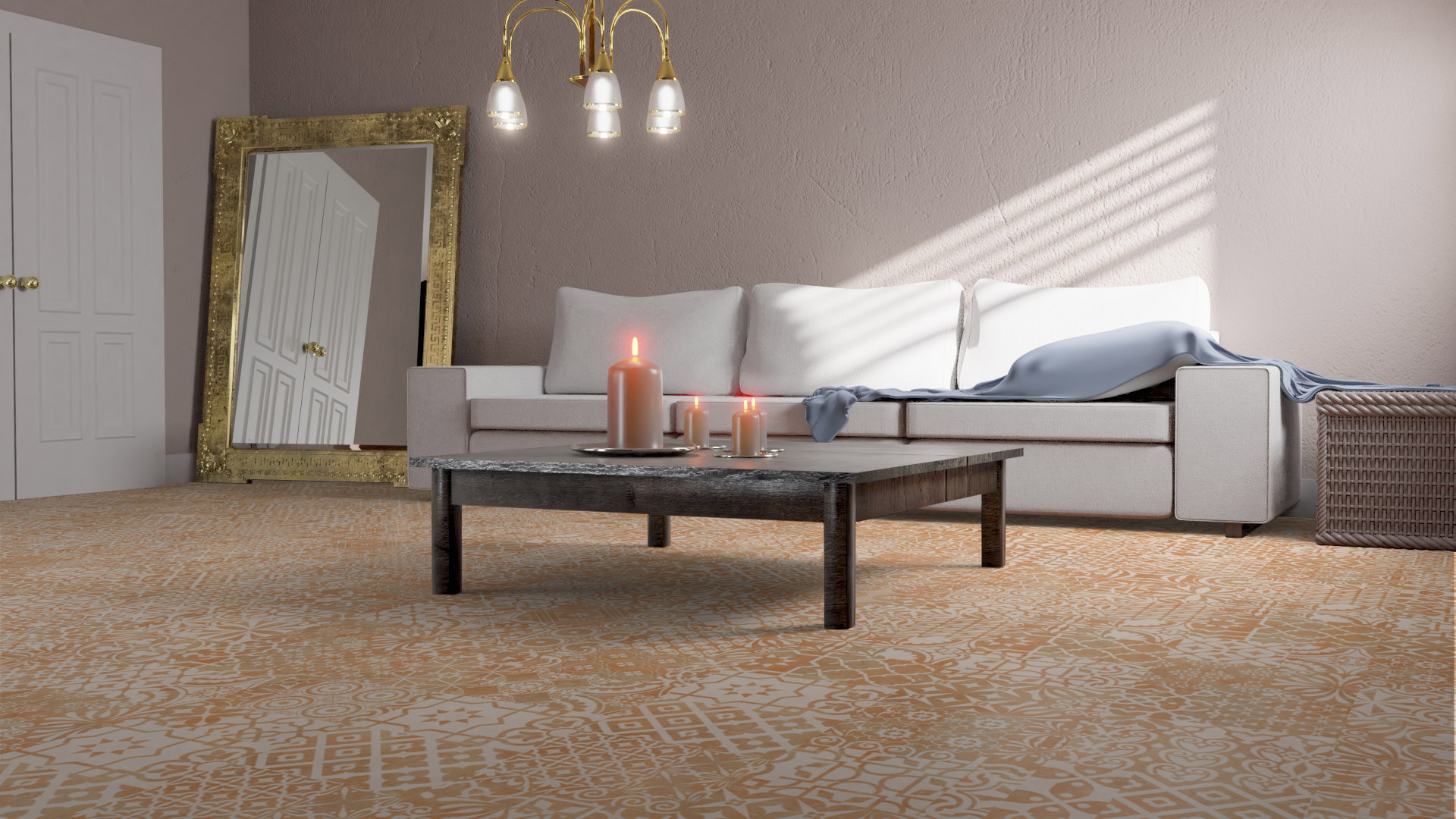 Ламинат Falquon Quadraic Terracotta Q005 810×400×8 фото в интерьере