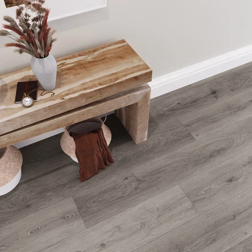 Кварцвиниловый SPC ламинат Invictus Maximus Plank Silk Oak Shade 1500×225×6 фото в интерьере