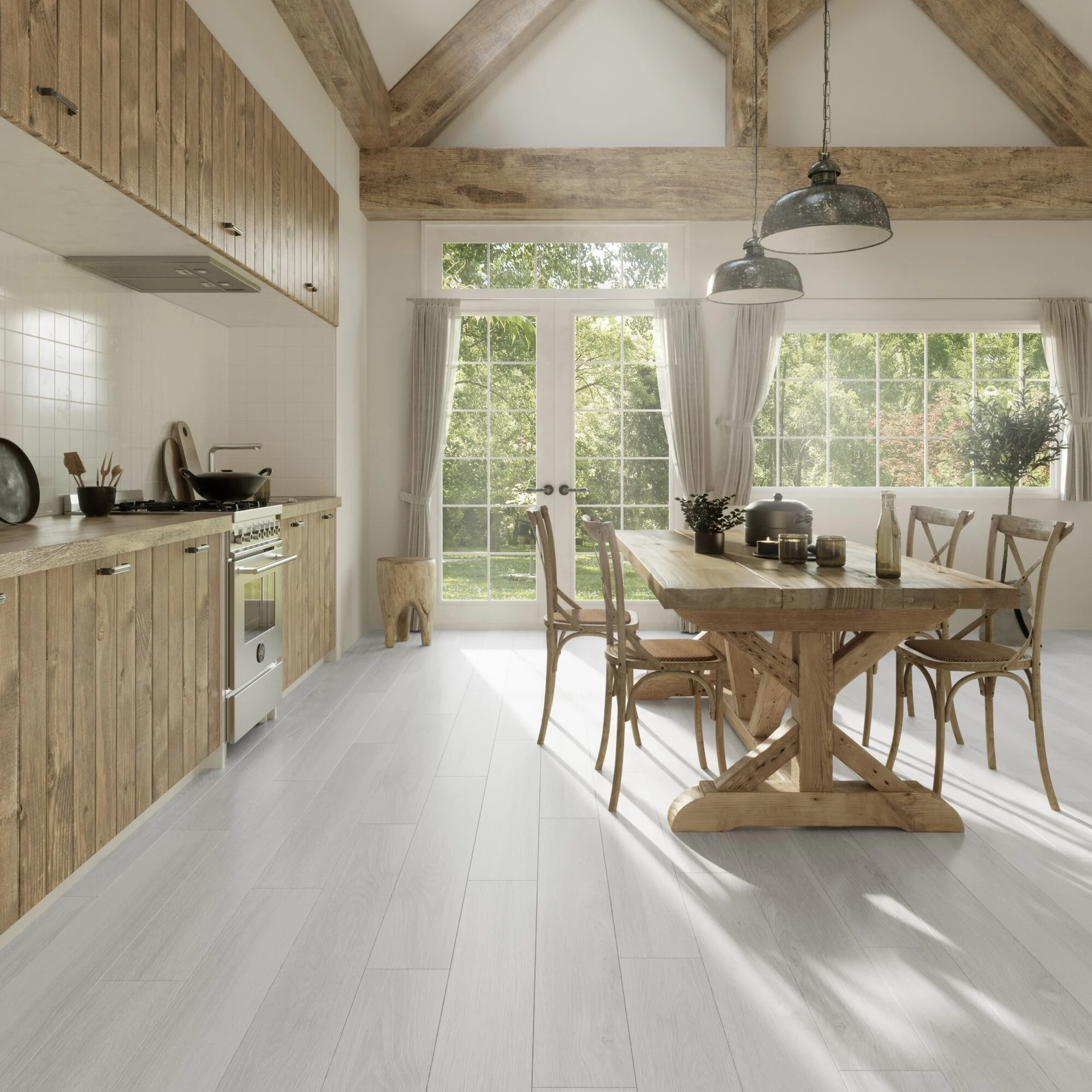 Кварцвиниловая плитка Invictus клеевая Maximus Plank French Oak Polar 1219×178×2,5 фото в интерьере