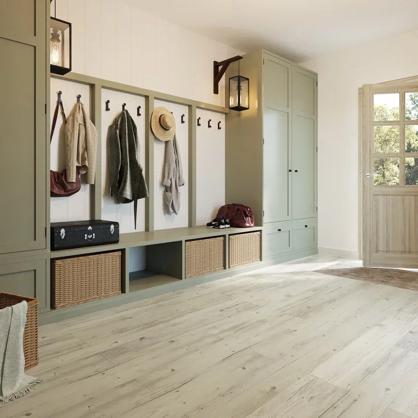 Кварцвиниловая плитка Invictus клеевая Maximus Plank Norwegian Wood Arctic 1219×178×2,5 фото в интерьере