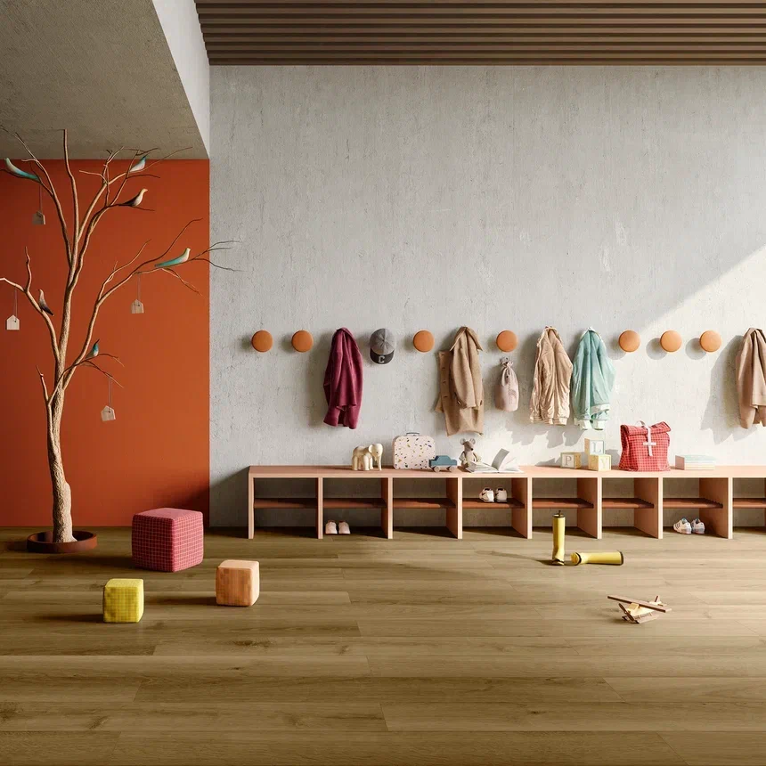 Кварцвиниловая плитка Invictus клеевая Maximus Plank Highland Oak Roasted 1219×178×2,5 фото в интерьере