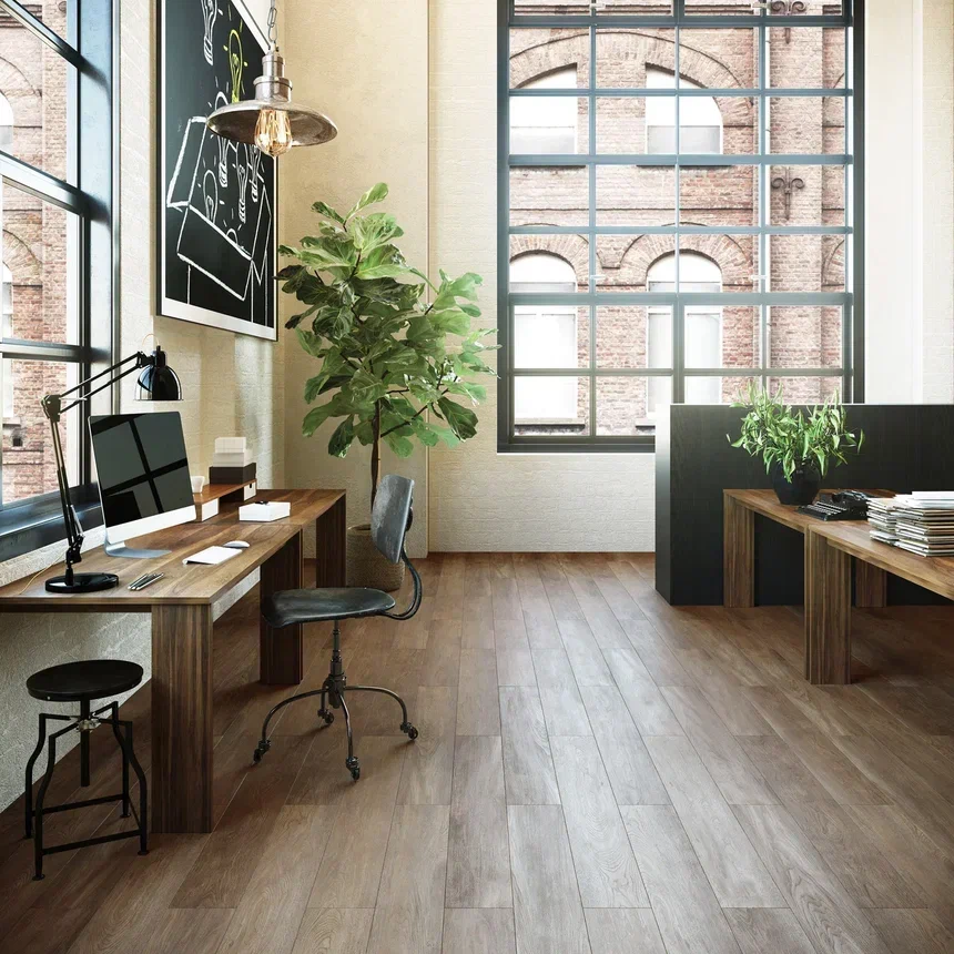 Кварцвиниловая плитка Invictus клеевая Maximus Plank New England Oak Toffee 1219×178×2,5 фото в интерьере