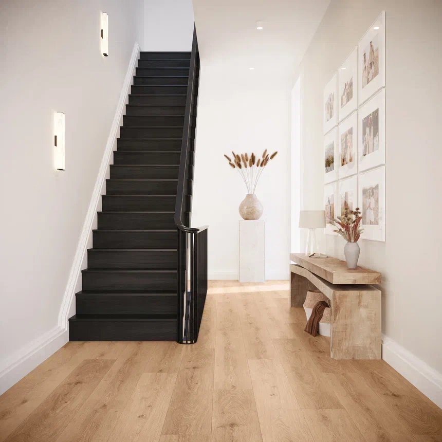 Кварцвиниловая плитка Invictus клеевая Maximus Plank Silk Oak Oat 1500×228×2,5 фото в интерьере