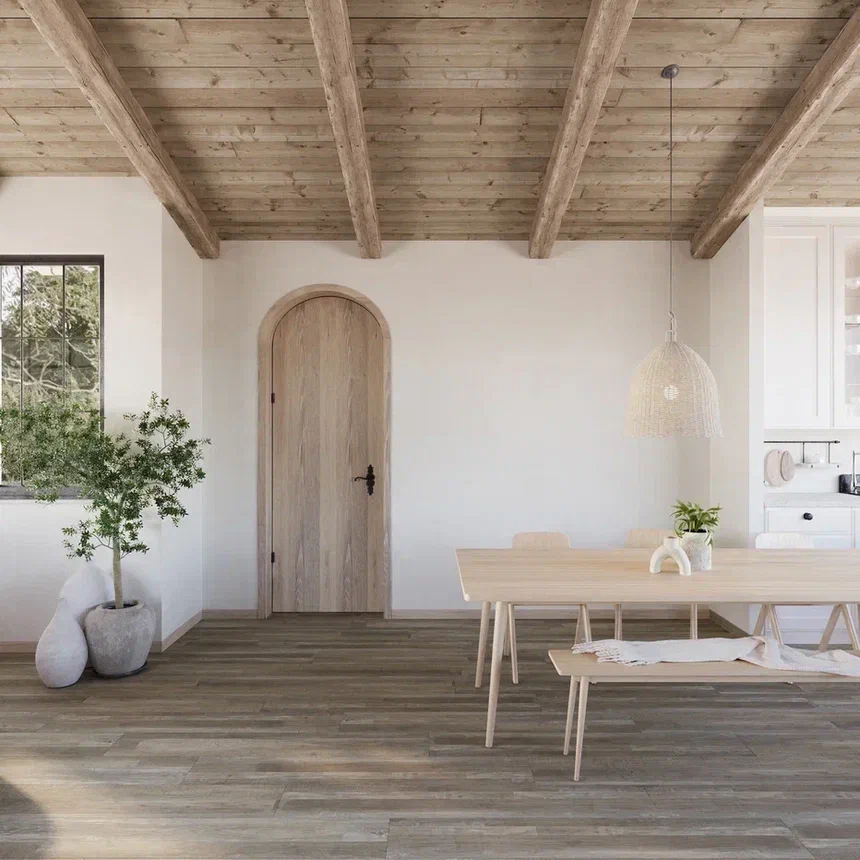 Кварцвиниловая плитка Invictus клеевая Maximus Plank Vintage Oak Cappuccino 1500×228×2,5 фото в интерьере