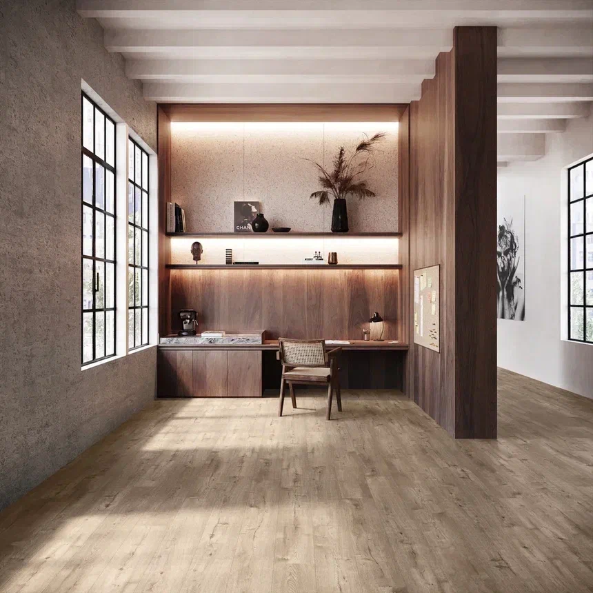 Кварцвиниловая плитка Invictus клеевая Maximus Plank Castle Oak Deer 1517×241×2,5 фото в интерьере