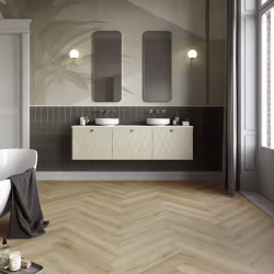 Кварцвиниловый SPC ламинат Invictus Maximus Herringbone River Oak Silt венгерская елка 743×145×5