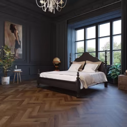Кварцвиниловая плитка Invictus клеевая Maximus Herringbone Highland Oak Chocolate венгерская елка 749×150×2,5