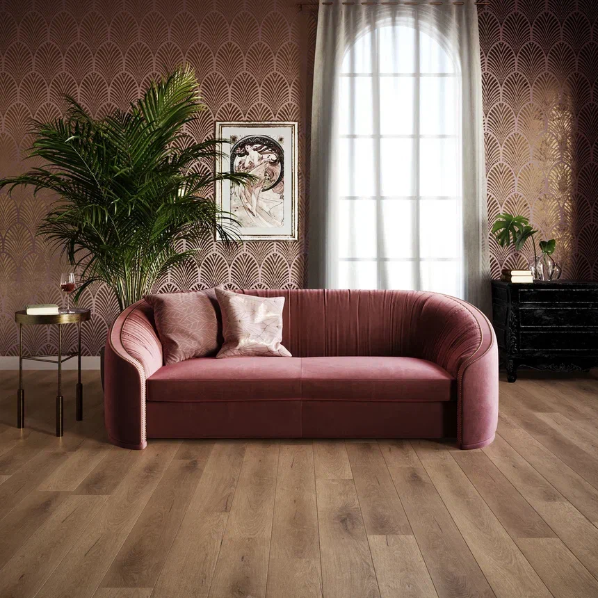 Кварцвиниловая плитка Invictus клеевая Primus Plank Royal Oak Mocca 1219×178×2 фото в интерьере