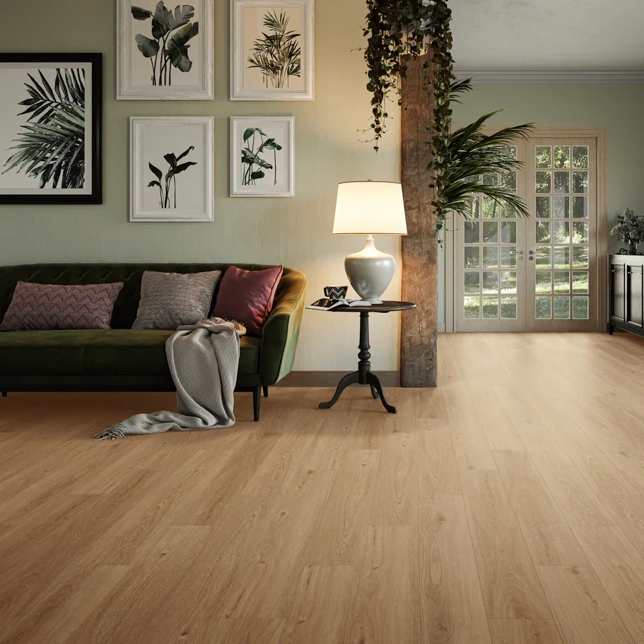 Кварцвиниловый SPC ламинат Invictus Primus Plank Sherwood Oak Natural 1210×177×5 фото в интерьере