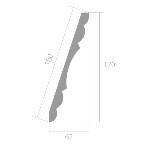 Потолочный плинтус под покраску Ultrawood CR 0022 i 2000×62×170