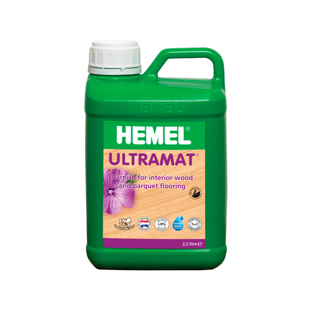 Лак для паркета Hemel Ultramat Бесцветный 5200H ультраматовый 2,5 л