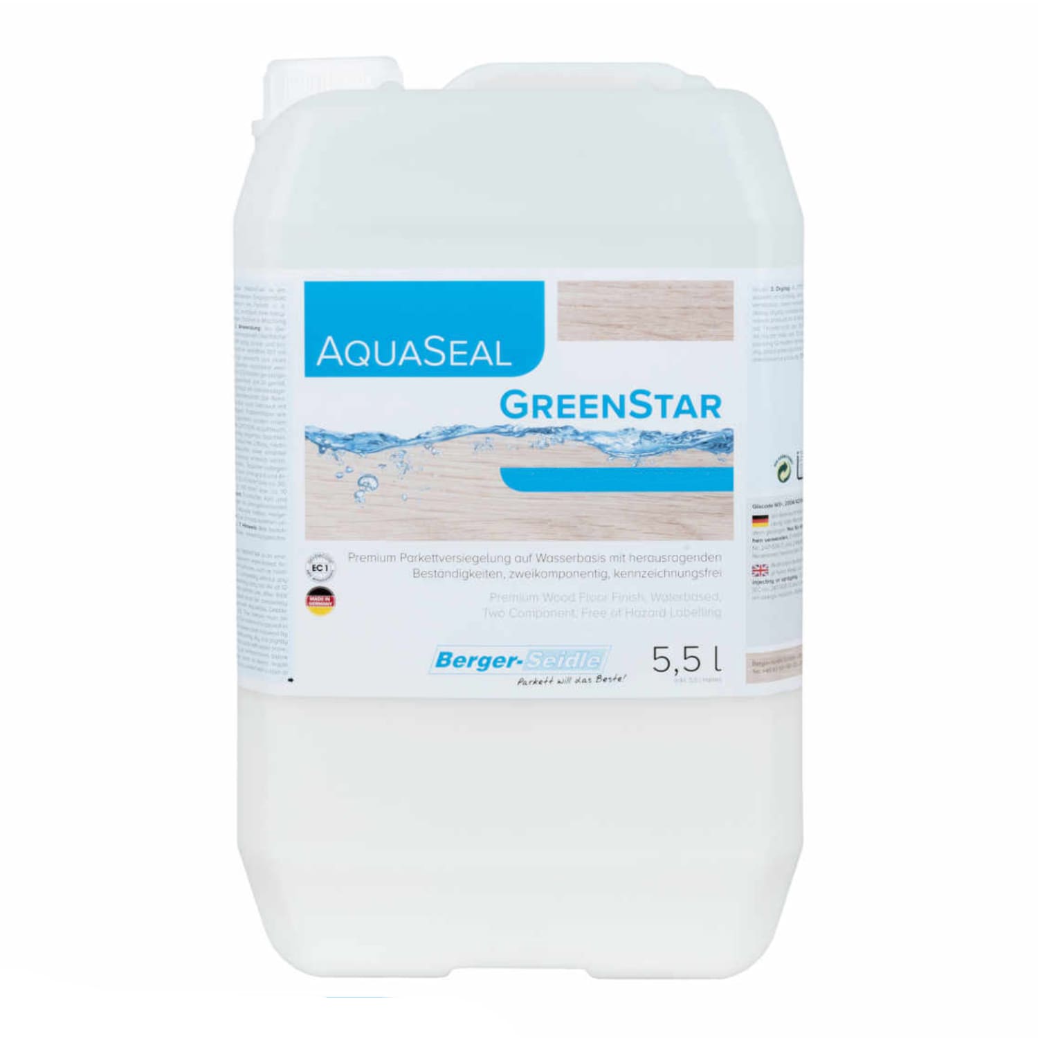 Лак для паркета Berger-Seidle AquaSeal GreenStar 2K глянцевый 5,5 л