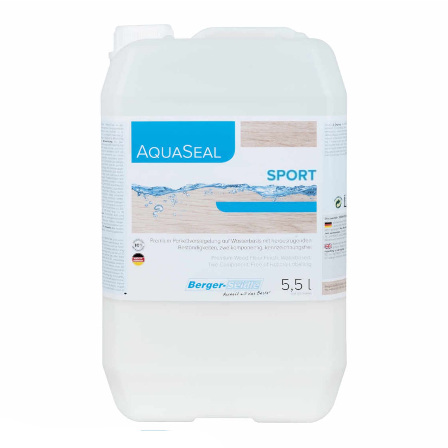 Лак для паркета Berger-Seidle AquaSeal Sport 2K полуматовый 5,5 л