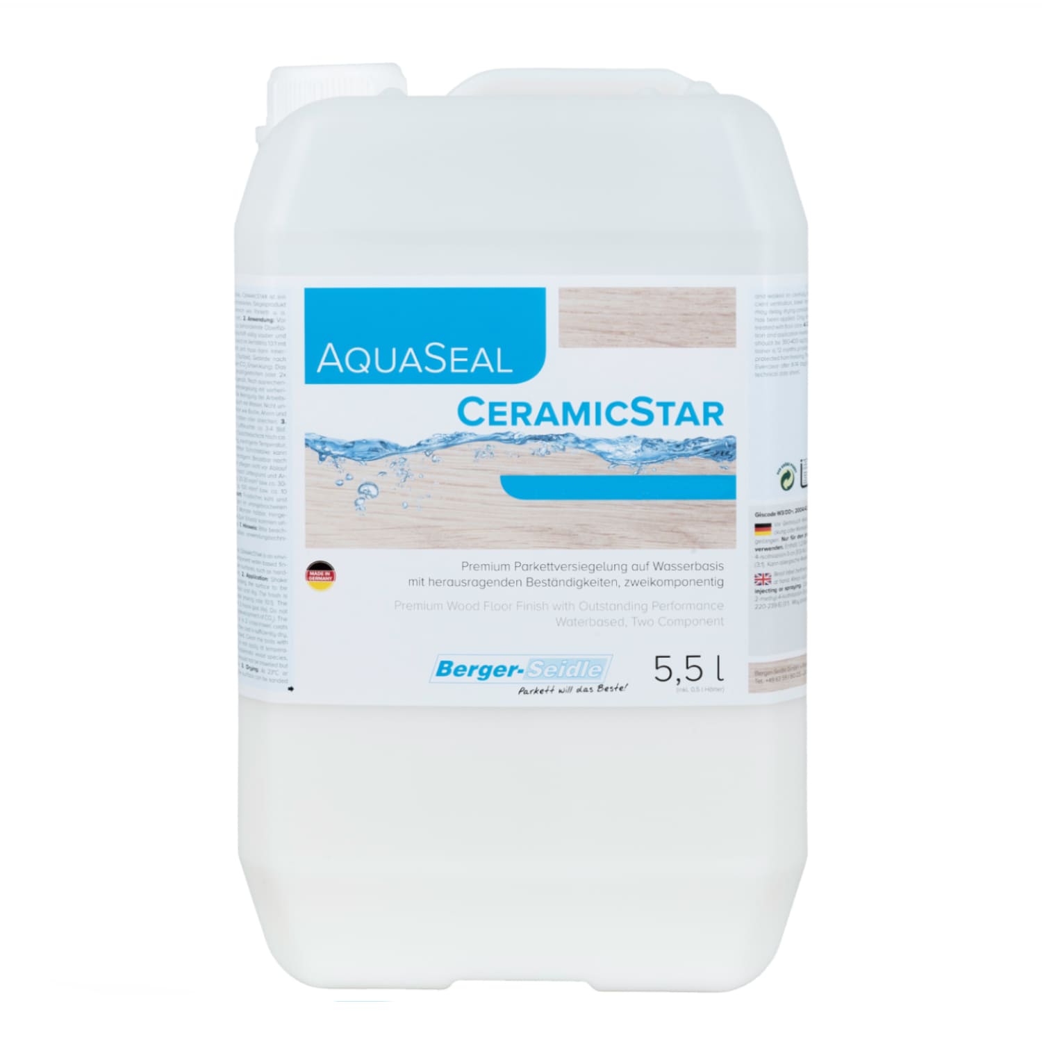 Лак для паркета Berger-Seidle AquaSeal CeramicStar 2K матовый 5,5 л Лак для паркета Berger-Seidle AquaSeal CeramicStar 2K матовый 5,5 л