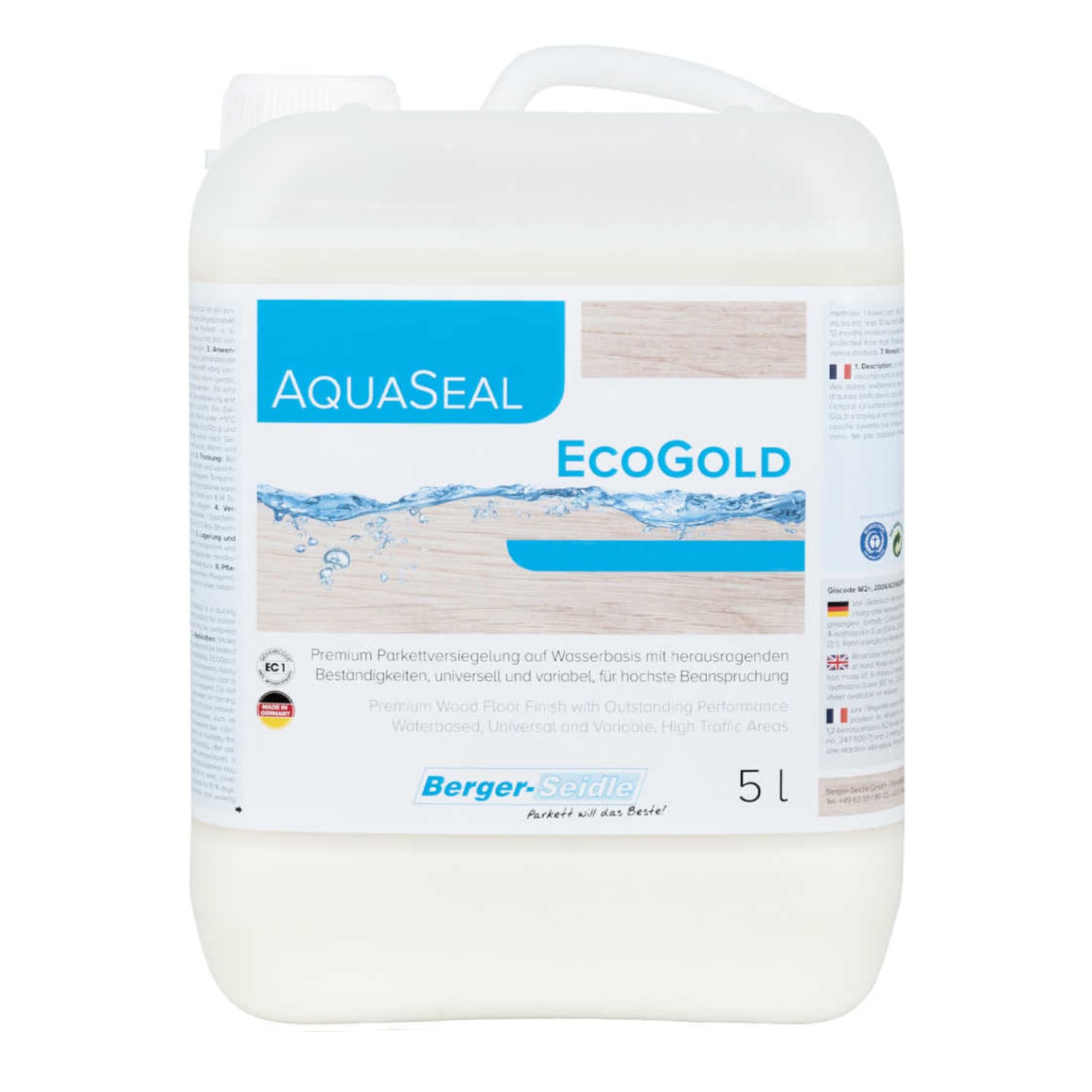 Лак для паркета Berger-Seidle AquaSeal EcoGold полуматовый 5 л