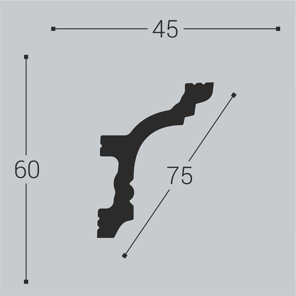 Потолочный плинтус под покраску Bello Deco К9 2000×45×60