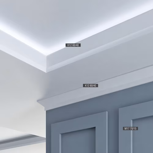 Потолочный плинтус под покраску Bello Deco К12 2000×40×60