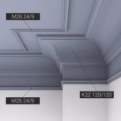 Потолочный плинтус под покраску Bello Deco К22 2000×120×120