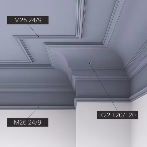 Потолочный плинтус под покраску Bello Deco К22 2000×120×120