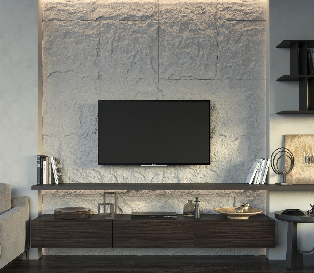 Стеновая панель 3D под покраску Bello Deco А005-1 PU 1200×600×30 фото в интерьере