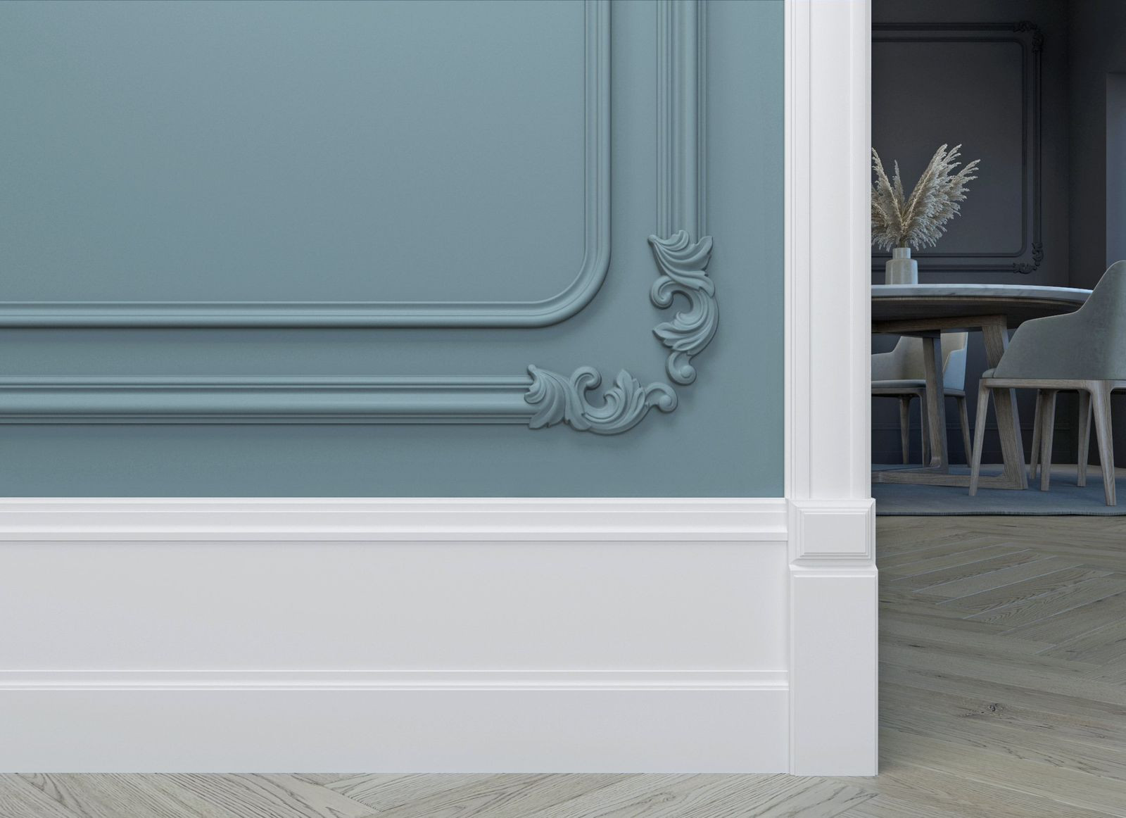 Дверной декор нижний под покраску Bello Deco Б1 250×82×31 фото в интерьере