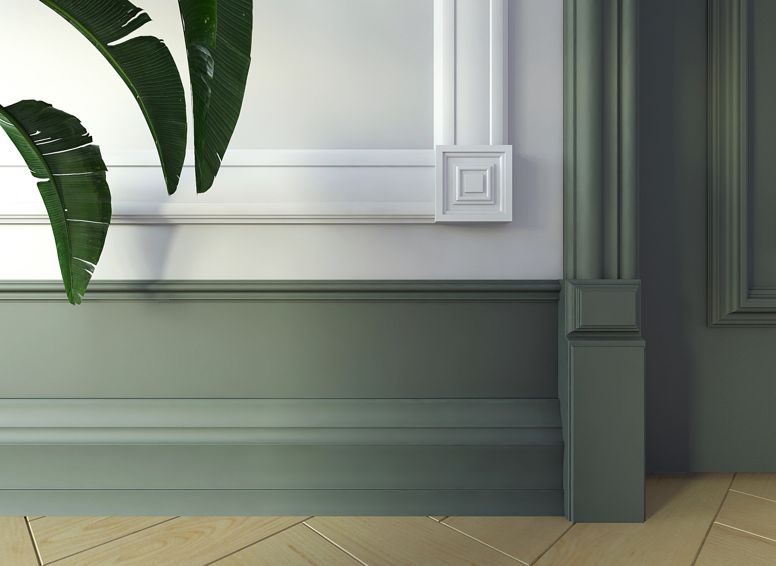 Дверной декор нижний под покраску Bello Deco Б1 250×82×31 фото в интерьере