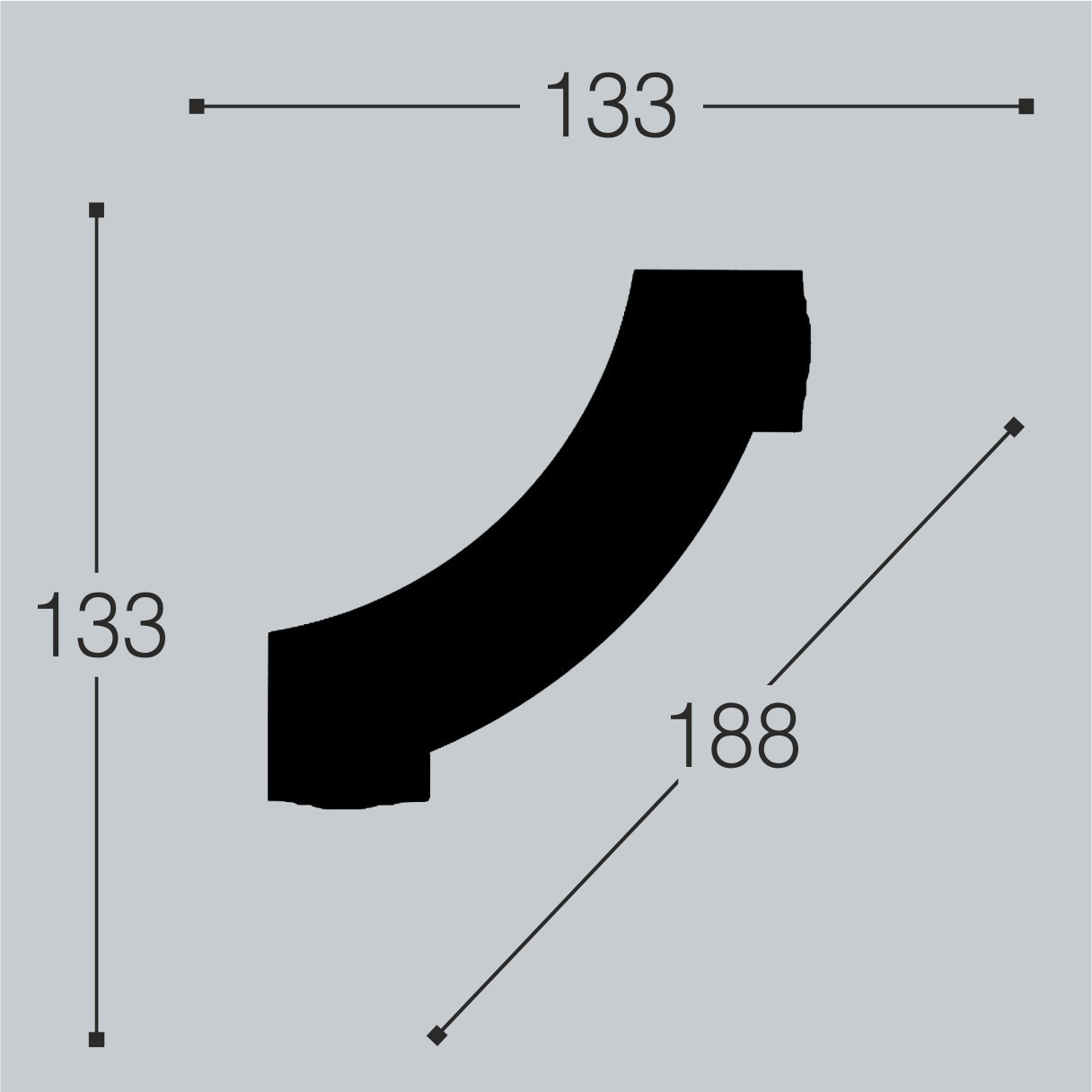 Угловой элемент к молдингу под покраску Bello Deco М12У1 133×133×20