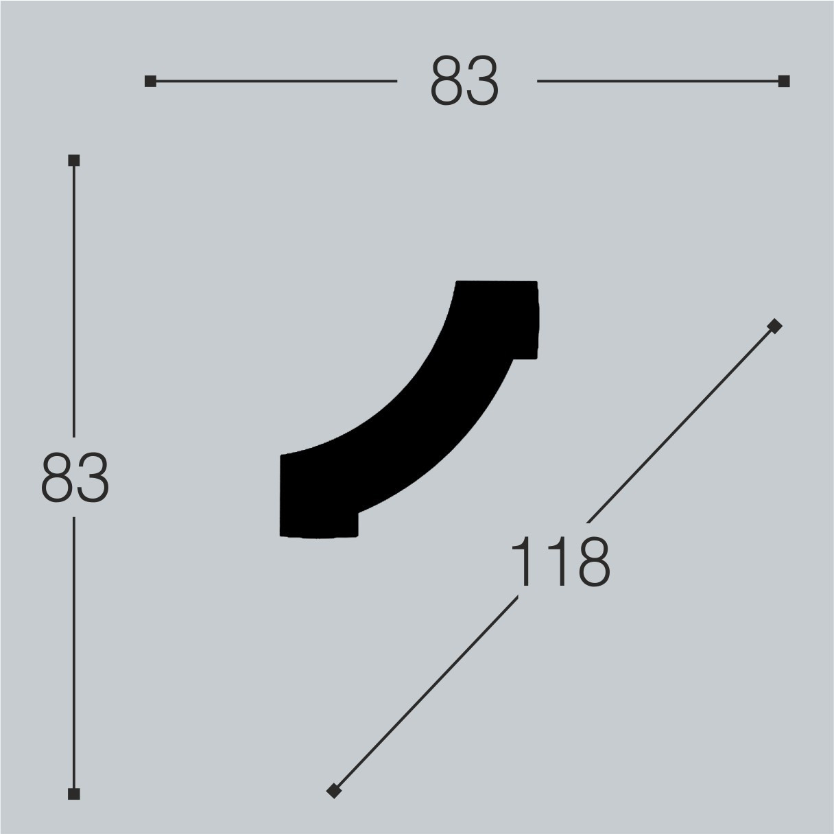 Угловой элемент к молдингу под покраску Bello Deco М14У1 83×83×12
