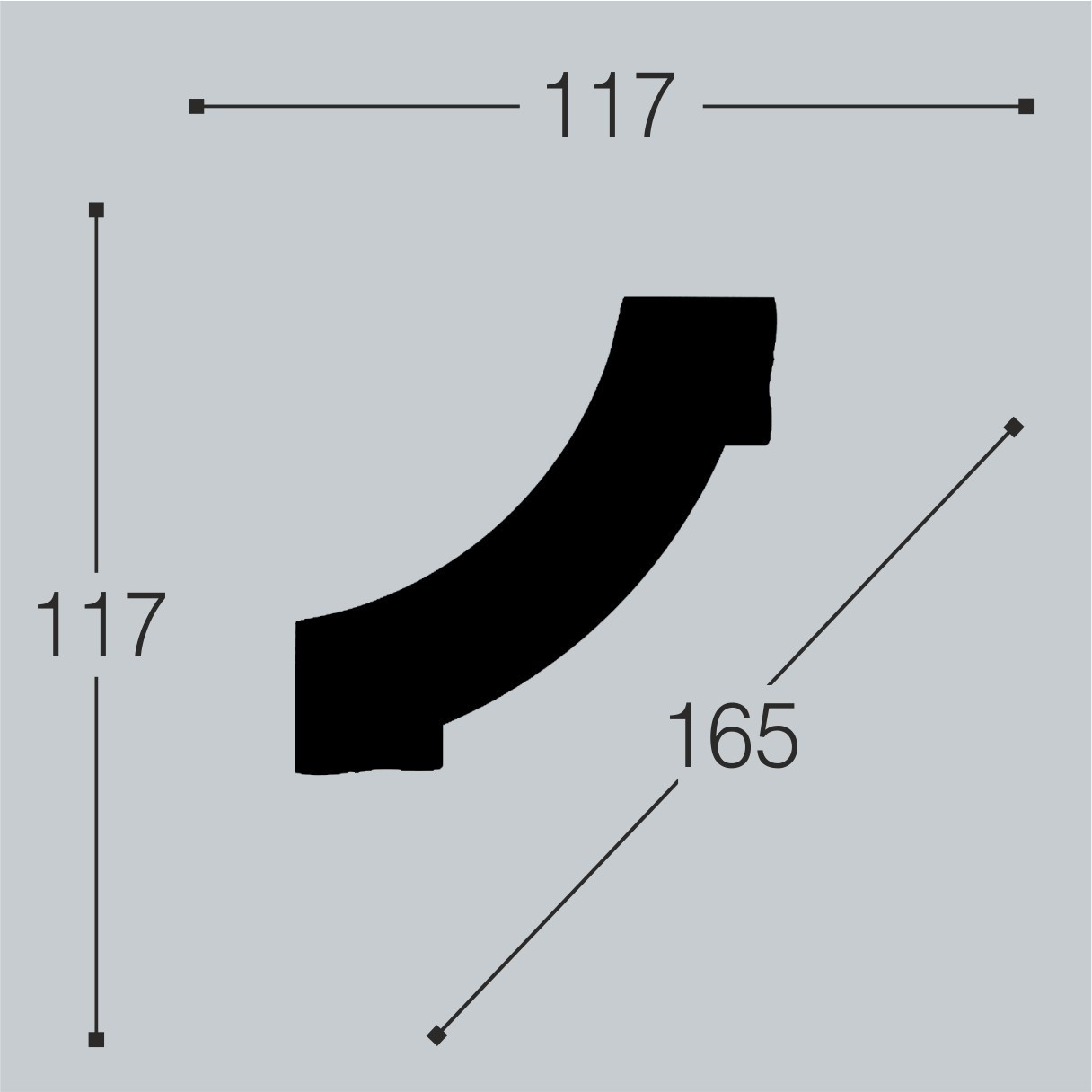 Угловой элемент к молдингу под покраску Bello Deco М15У1 117×117×20