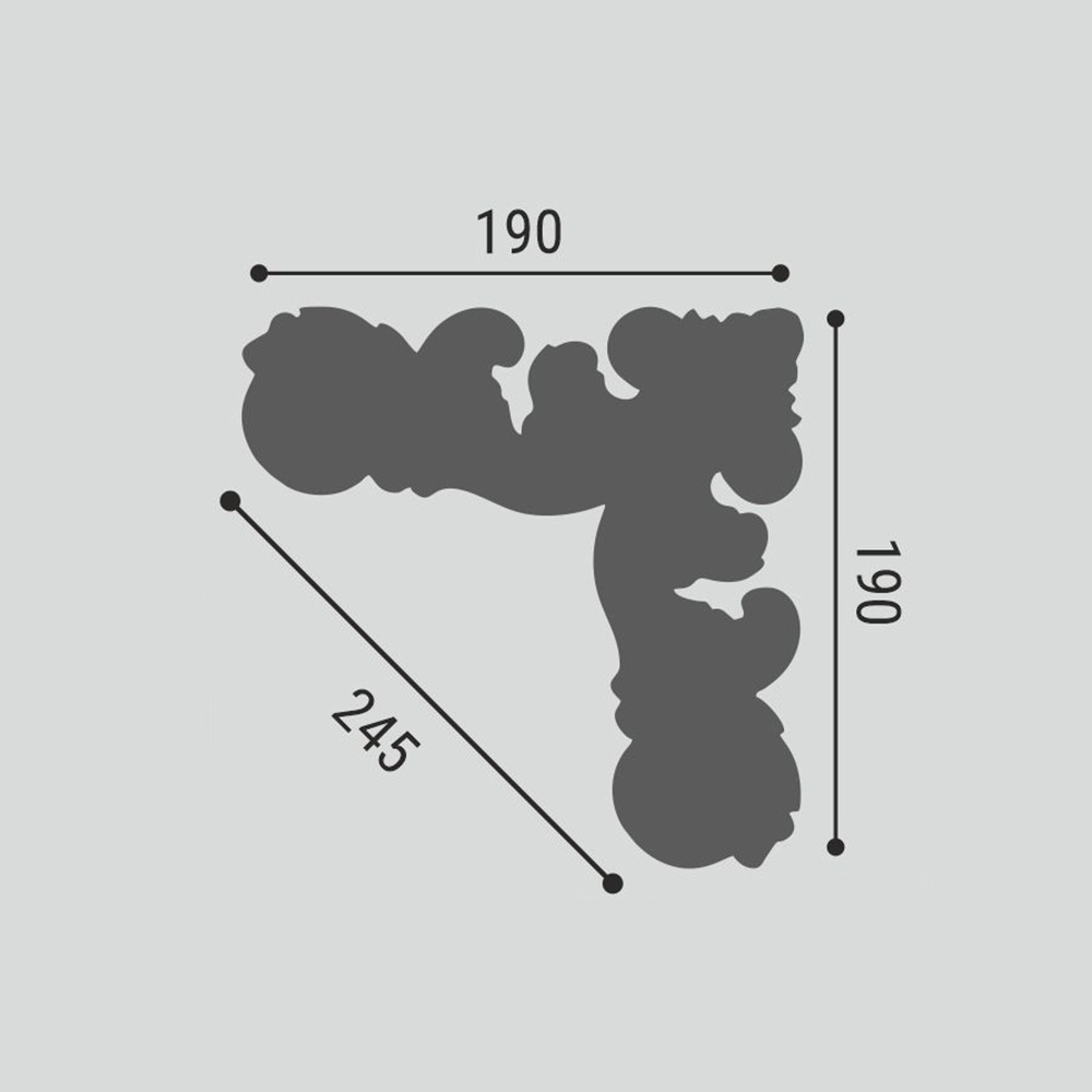 Угловой элемент к молдингу под покраску Bello Deco УУ1 190×190×12