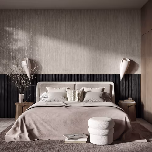 МДФ стеновая панель акустическая Cosca Decor Сканди Дуб Графит черный войлок 2750×600×19