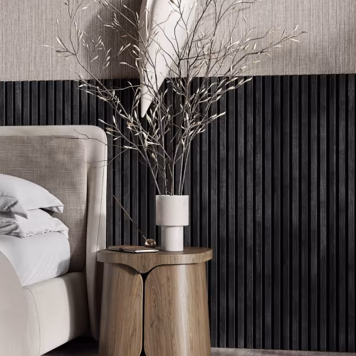МДФ стеновая панель акустическая Cosca Decor Сканди Дуб Графит черный войлок 1200×600×19