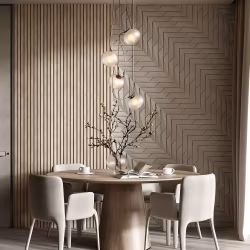 МДФ стеновая панель акустическая Cosca Decor Сканди Ясень Тирамису черный войлок 600×600×19