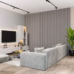 МДФ стеновая панель акустическая Cosca Decor Сканди Дуб Дымчатый черный войлок 600×600×19