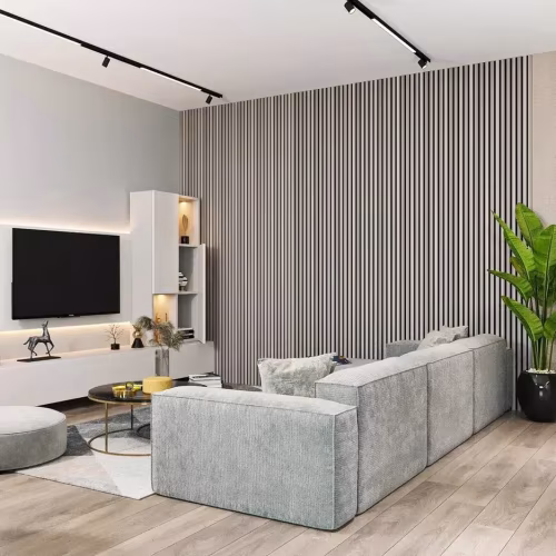 МДФ стеновая панель акустическая Cosca Decor Сканди Дуб Дымчатый черный войлок 600×600×19