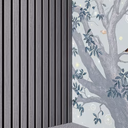 МДФ стеновая панель акустическая Cosca Decor Монако Дуб Ардженто Светло-серый черный войлок 1200×600×21