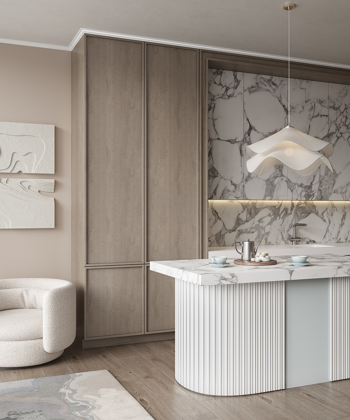 Стеновая панель под покраску Cosca Deco RX008 наборная 2800×50×18 фото в интерьере